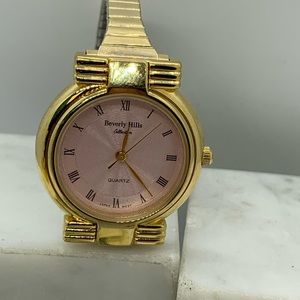 Beverly Hills Collection Pink Face Gold-Tone Watch